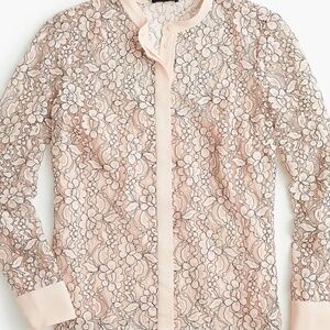 J. Crew Pink Blouse with Mandarin Collar and Embellished Details